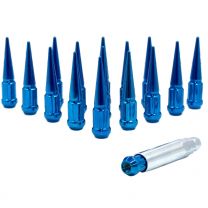 20 pcs blue spline spike lug nuts 1/2" thread 3.35 Inch Tall Bulge Acorn seat with 1 socket key replacement Fits Mustang