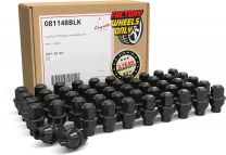 50 Pcs M14x1.5 14x1.5 Thread OEM Style Lug Nuts w/Extended Threads 1.40" Long  Black 7/8" Hex Hex Fits