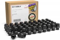 100 Pcs. M14x1.5 14x1.5 Thread ET Bulge Acorn (Extra Thread for Spacers) 1.42" Long Lug Nuts Black 3/4" 19mm Hex Fits Mustang  Challenger Silverado 1500 Ford F-150 RAM 1500