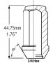 Lug Nut | XL Bulge Acorn 1.75 Long [3/4 Hex] | 9/16 [Black]