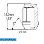 Lug Pack - Bulge Acorn (3/4) - M12 1.75 (5 Lug)(Blk)(Lugs Only)(1 PC)
