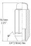 701148XL Lug Nut | XXL Bulge Acorn 2.25 Long [3/4 Hex] 14mm 1.50 Lugs