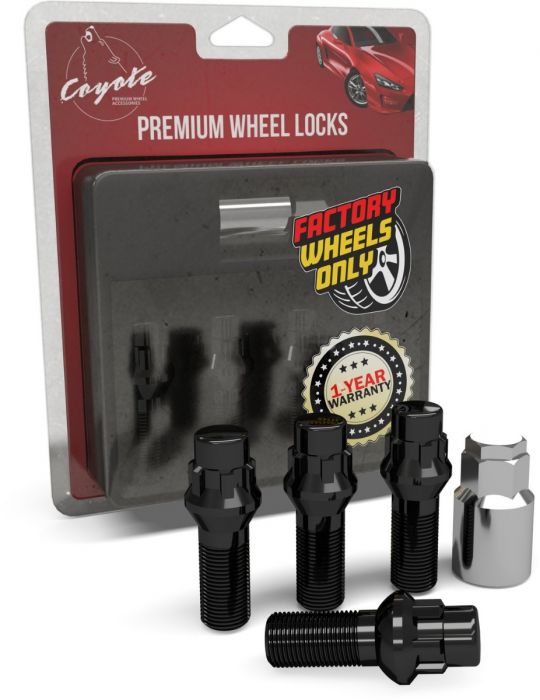 4 Locks + Key M15x1.25 15x1.25 Thread Acorn Seat Lug Bolt Lock Dual Hex Key 13/16